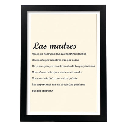 Poster con mensaje feliz. Lámina Las madres.-Artwork-Nacnic-A4-Marco Negro-Nacnic Estudio SL