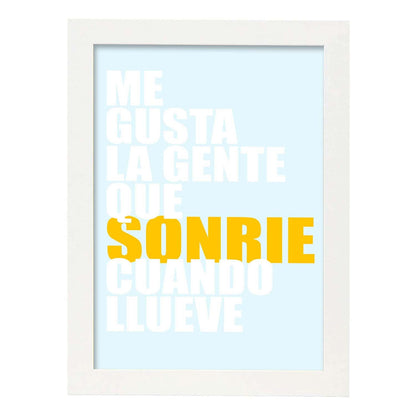Poster con mensaje feliz. Lámina Me gusta la gente.-Artwork-Nacnic-A4-Marco Blanco-Nacnic Estudio SL