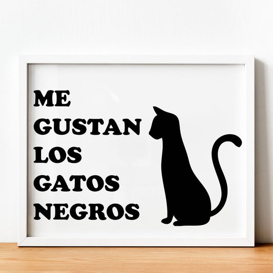 Poster con mensaje feliz. Lámina Me gustan los gatos negros.-Artwork-Nacnic-Nacnic Estudio SL
