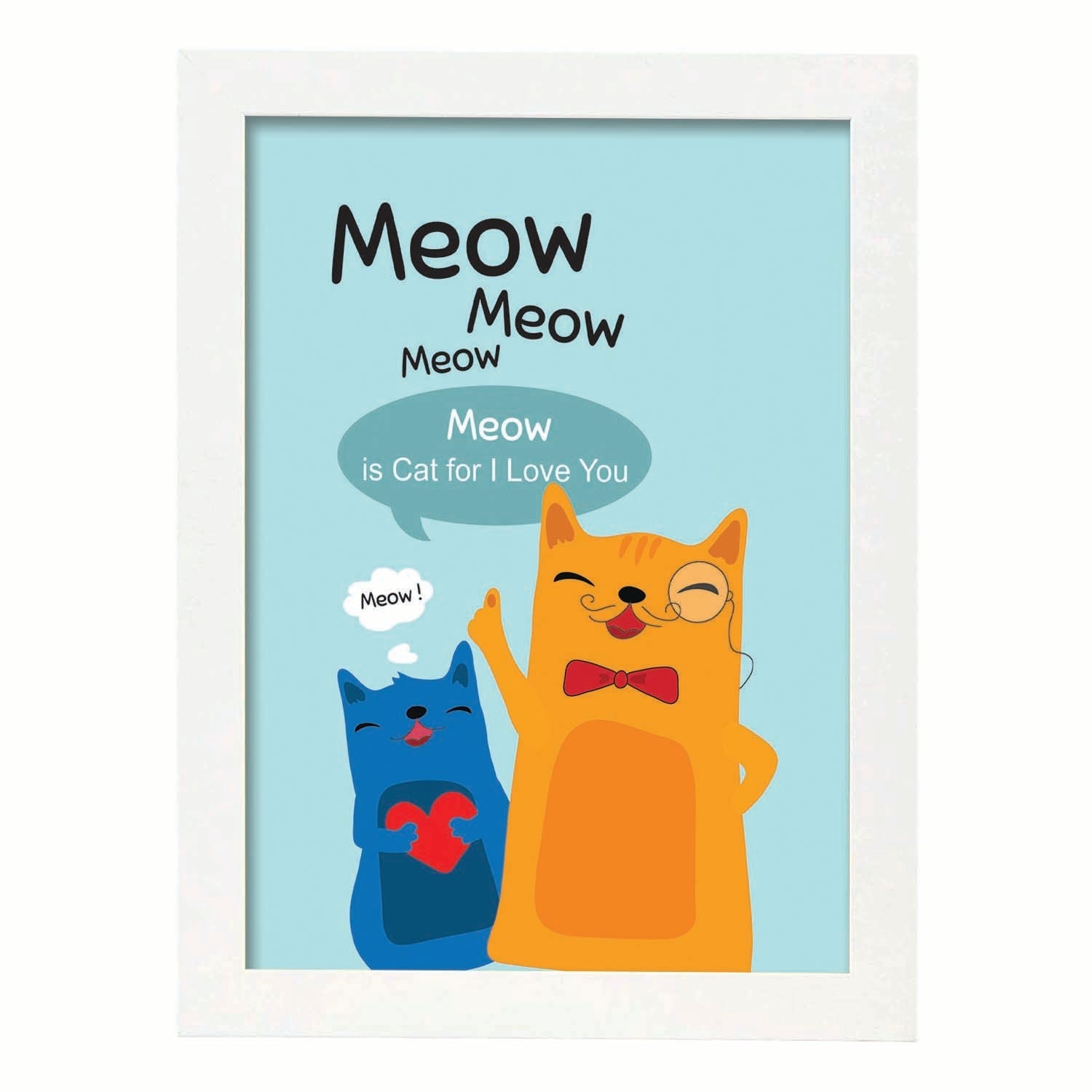 Poster con mensaje feliz. Lámina Meow.-Artwork-Nacnic-A3-Marco Blanco-Nacnic Estudio SL