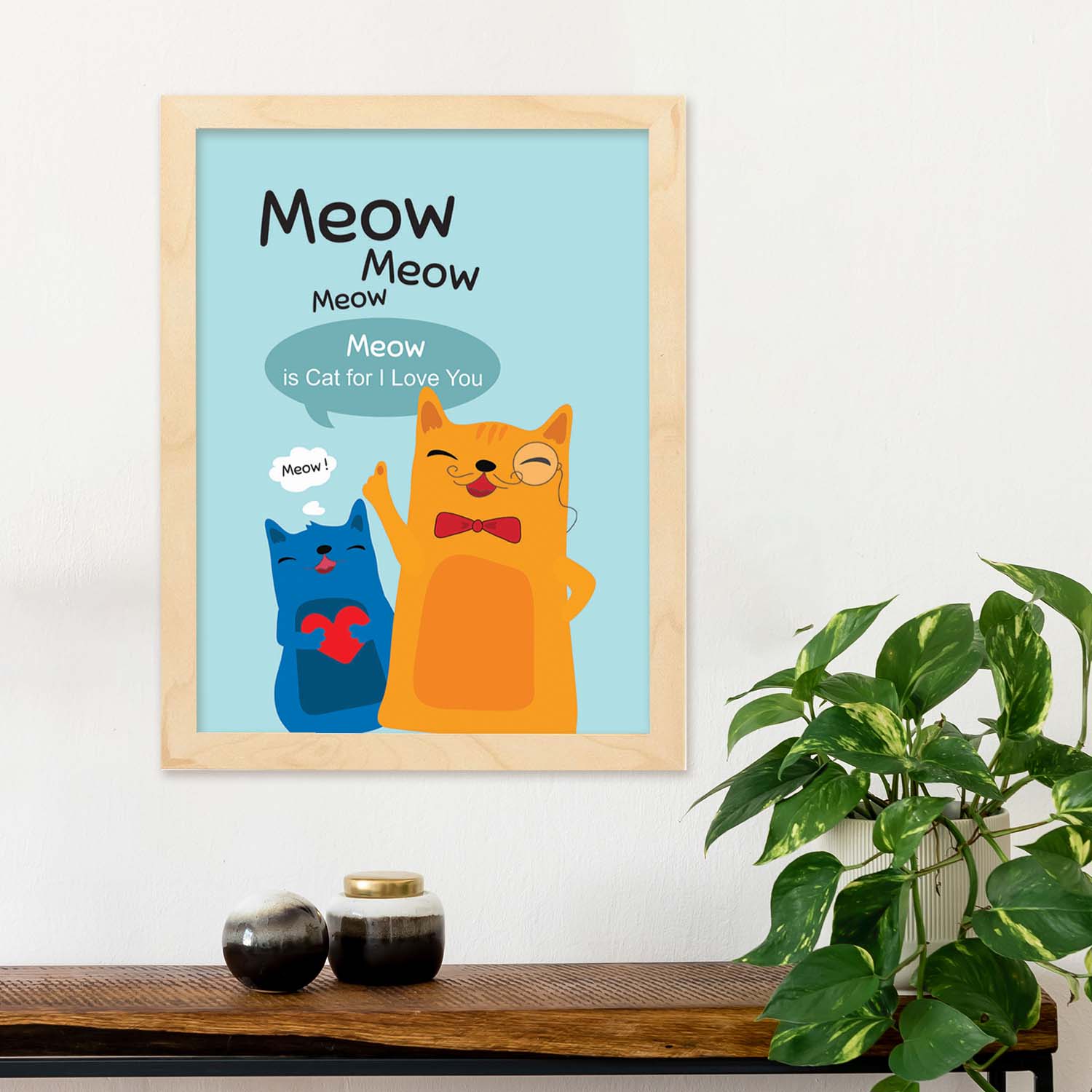 Poster con mensaje feliz. Lámina Meow.-Artwork-Nacnic-Nacnic Estudio SL