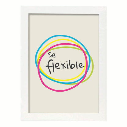 Poster con mensaje feliz. Lámina Se flexible 2.-Artwork-Nacnic-A4-Marco Blanco-Nacnic Estudio SL