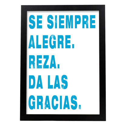 Poster con mensaje feliz. Lámina Se siempre alegre.-Artwork-Nacnic-A4-Marco Negro-Nacnic Estudio SL