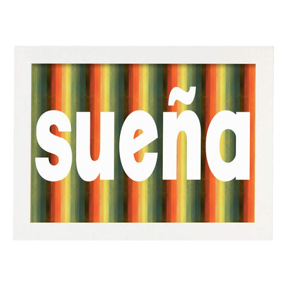 Poster con mensaje feliz. Lámina Sueña.-Artwork-Nacnic-A4-Marco Blanco-Nacnic Estudio SL