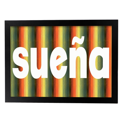 Poster con mensaje feliz. Lámina Sueña.-Artwork-Nacnic-A4-Marco Negro-Nacnic Estudio SL