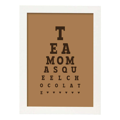 Poster con mensaje feliz. Lámina Te amo mas que el chocolate.-Artwork-Nacnic-A4-Marco Blanco-Nacnic Estudio SL