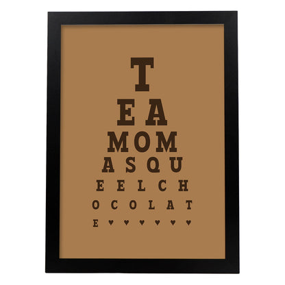 Poster con mensaje feliz. Lámina Te amo mas que el chocolate.-Artwork-Nacnic-A4-Marco Negro-Nacnic Estudio SL