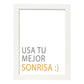 Poster con mensaje feliz. Lámina Usa tu mejor sonrisa.-Artwork-Nacnic-A3-Marco Blanco-Nacnic Estudio SL