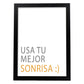 Poster con mensaje feliz. Lámina Usa tu mejor sonrisa.-Artwork-Nacnic-A4-Marco Negro-Nacnic Estudio SL