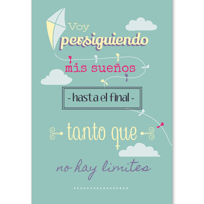 Poster con mensaje feliz. Lámina Voy persiguiendo mis sueños 2.-Artwork-Nacnic-A4-Sin marco-Nacnic Estudio SL