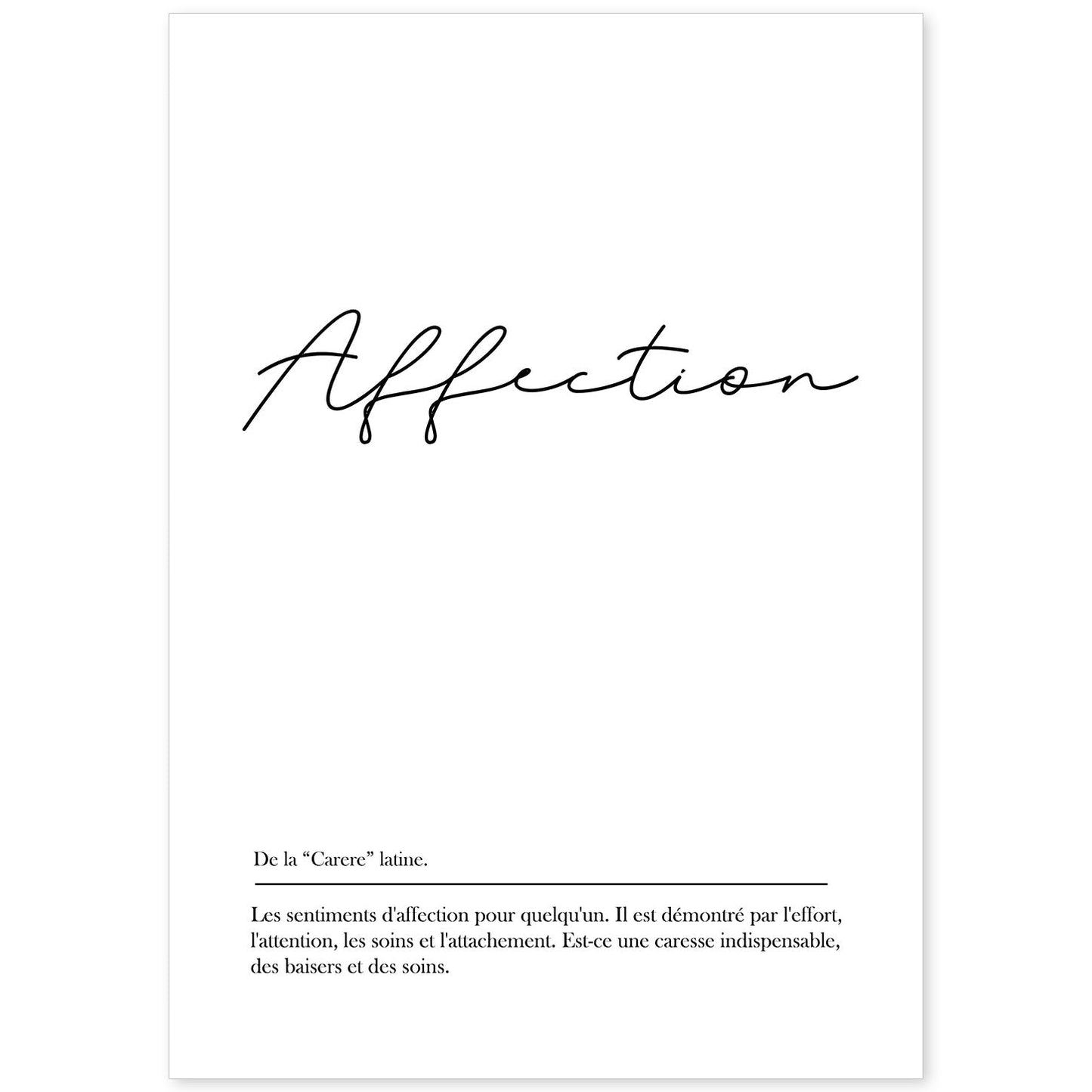 Poster con palabras en francés. Lámina Affection con definición y fondo blanco.-Artwork-Nacnic-A4-Sin marco-Nacnic Estudio SL