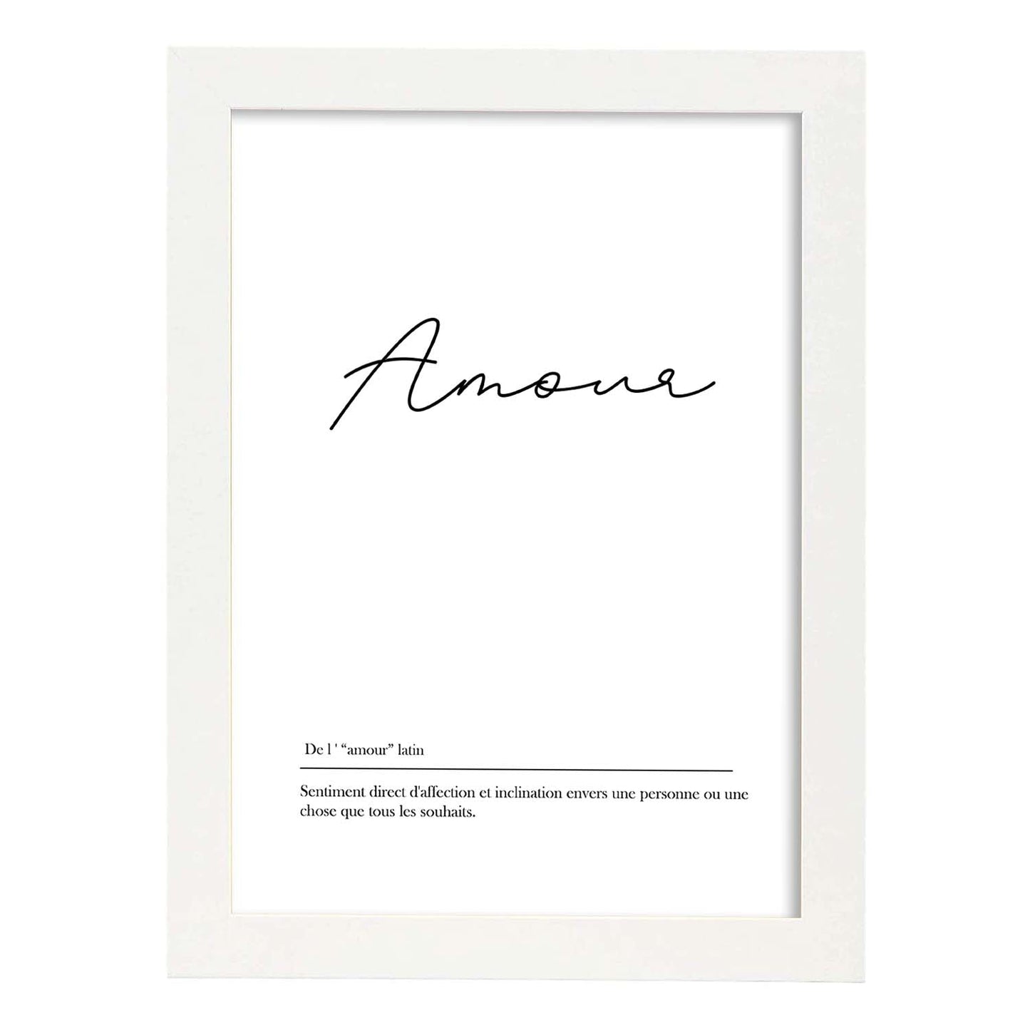 Poster con palabras en francés. Lámina Amour con definición y fondo blanco.-Artwork-Nacnic-A3-Marco Blanco-Nacnic Estudio SL