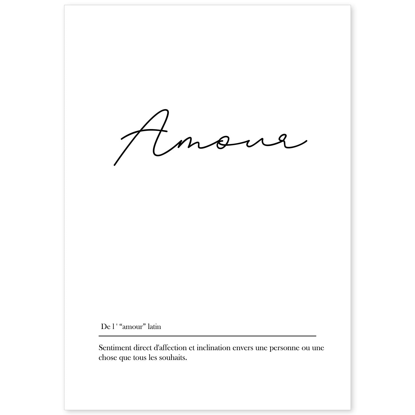 Poster con palabras en francés. Lámina Amour con definición y fondo blanco.-Artwork-Nacnic-A4-Sin marco-Nacnic Estudio SL