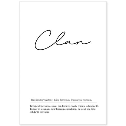 Poster con palabras en francés. Lámina Clan con definición y fondo blanco.-Artwork-Nacnic-A4-Sin marco-Nacnic Estudio SL