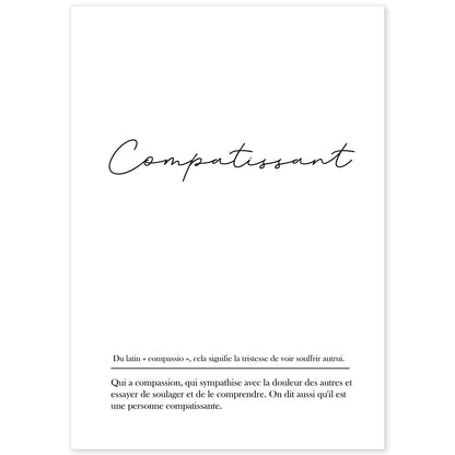 Poster con palabras en francés. Lámina Compartissant con definición y fondo blanco.-Artwork-Nacnic-A4-Sin marco-Nacnic Estudio SL