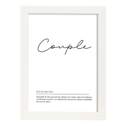 Poster con palabras en francés. Lámina Couple con definición y fondo blanco.-Artwork-Nacnic-A4-Marco Blanco-Nacnic Estudio SL