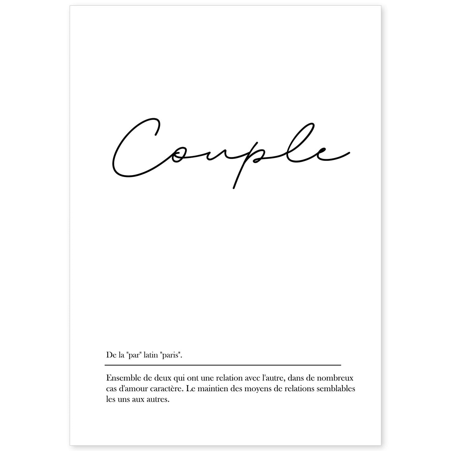 Poster con palabras en francés. Lámina Couple con definición y fondo blanco.-Artwork-Nacnic-A4-Sin marco-Nacnic Estudio SL