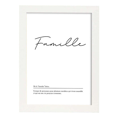 Poster con palabras en francés. Lámina Famille con definición y fondo blanco.-Artwork-Nacnic-A4-Marco Blanco-Nacnic Estudio SL