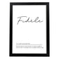 Poster con palabras en francés. Lámina Fidele con definición y fondo blanco.-Artwork-Nacnic-A4-Marco Negro-Nacnic Estudio SL