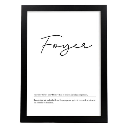 Poster con palabras en francés. Lámina Foyer con definición y fondo blanco.-Artwork-Nacnic-A4-Marco Negro-Nacnic Estudio SL