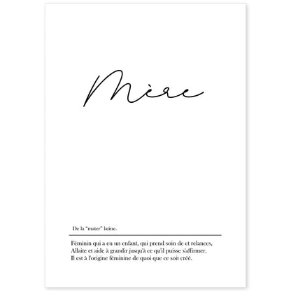 Poster con palabras en francés. Lámina Mere con definición y fondo blanco.-Artwork-Nacnic-A4-Sin marco-Nacnic Estudio SL