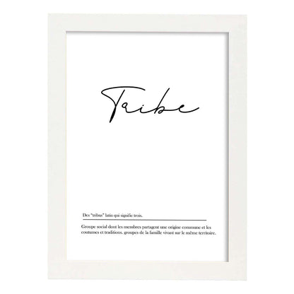 Poster con palabras en francés. Lámina Tribu con definición y fondo blanco.-Artwork-Nacnic-A4-Marco Blanco-Nacnic Estudio SL