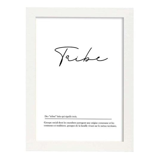 Poster con palabras en francés. Lámina Tribu con definición y fondo blanco.-Artwork-Nacnic-A4-Marco Blanco-Nacnic Estudio SL
