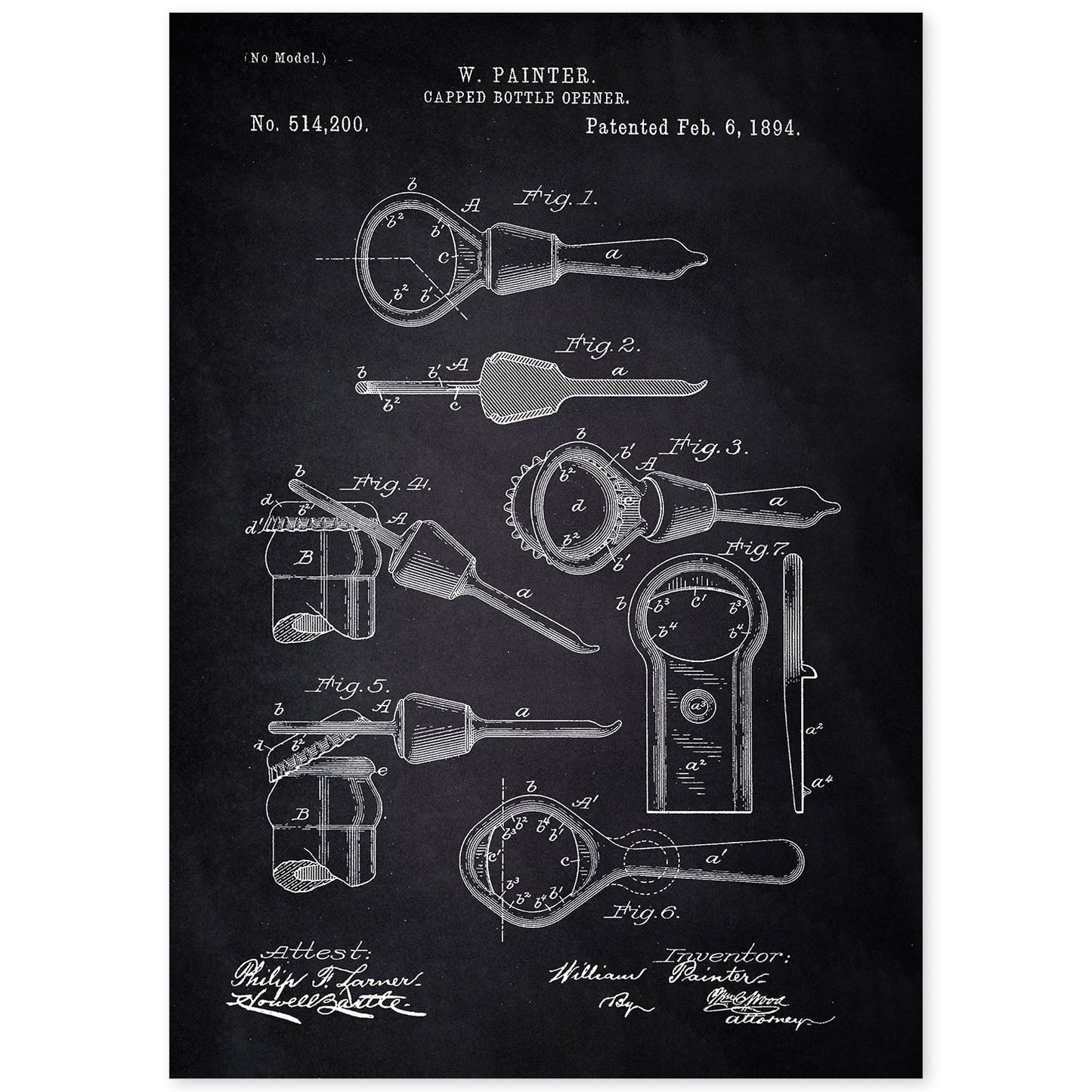 Poster con patente de Abrelatas. Lámina con diseño de patente antigua-Artwork-Nacnic-A4-Sin marco-Nacnic Estudio SL