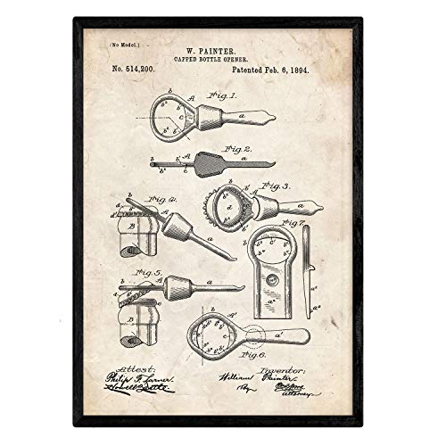 Poster con patente de Abrelatas. Lámina con diseño de patente antigua.-Artwork-Nacnic-Nacnic Estudio SL
