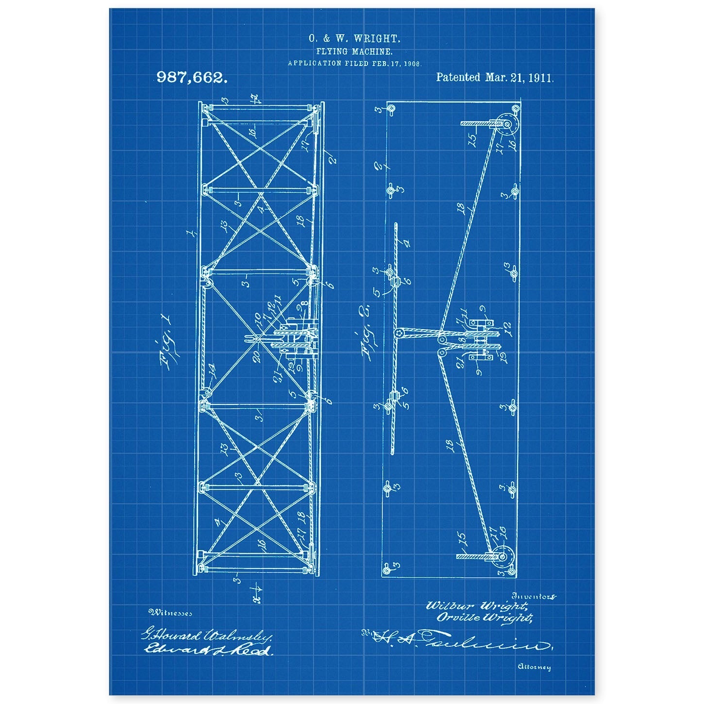 Poster con patente de Alas avion. Lámina con diseño de patente antigua-Artwork-Nacnic-A4-Sin marco-Nacnic Estudio SL