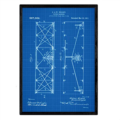Poster con patente de Alas avion. Lámina con diseño de patente antigua-Artwork-Nacnic-Nacnic Estudio SL