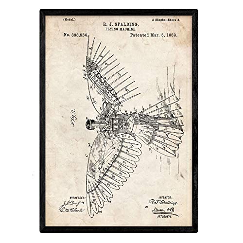 Poster con patente de Alas humanas 2. Lámina con diseño de patente antigua.-Artwork-Nacnic-Nacnic Estudio SL
