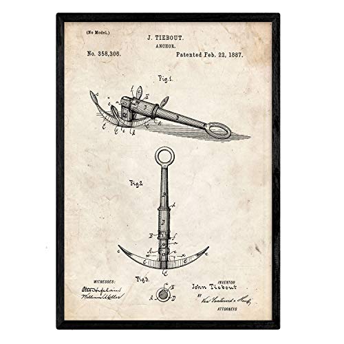 Poster con patente de Ancla. Lámina con diseño de patente antigua.-Artwork-Nacnic-Nacnic Estudio SL