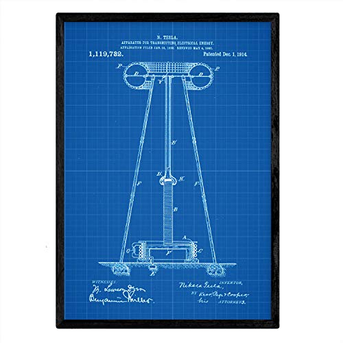 Poster con patente de Aparato de transmision de energia 2. Lámina con diseño de patente antigua-Artwork-Nacnic-Nacnic Estudio SL