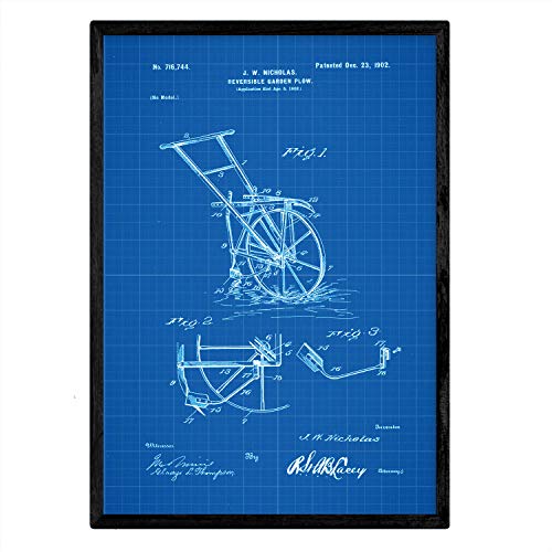 Poster con patente de Arado simple. Lámina con diseño de patente antigua-Artwork-Nacnic-Nacnic Estudio SL