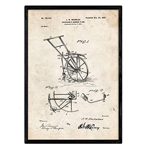 Poster con patente de Arado simple. Lámina con diseño de patente antigua.-Artwork-Nacnic-Nacnic Estudio SL