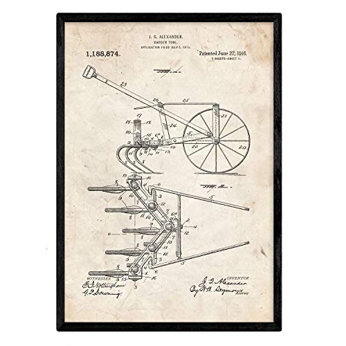 Poster con patente de Arado. Lámina con diseño de patente antigua.-Artwork-Nacnic-Nacnic Estudio SL