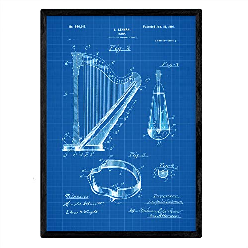 Poster con patente de Arpa 2. Lámina con diseño de patente antigua-Artwork-Nacnic-Nacnic Estudio SL