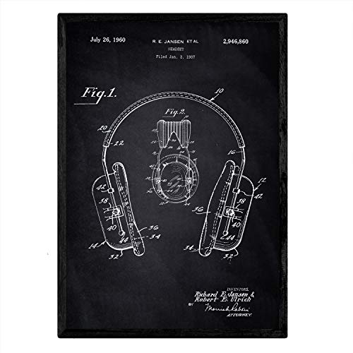 Poster con patente de Auriculares. Lámina con diseño de patente antigua-Artwork-Nacnic-Nacnic Estudio SL