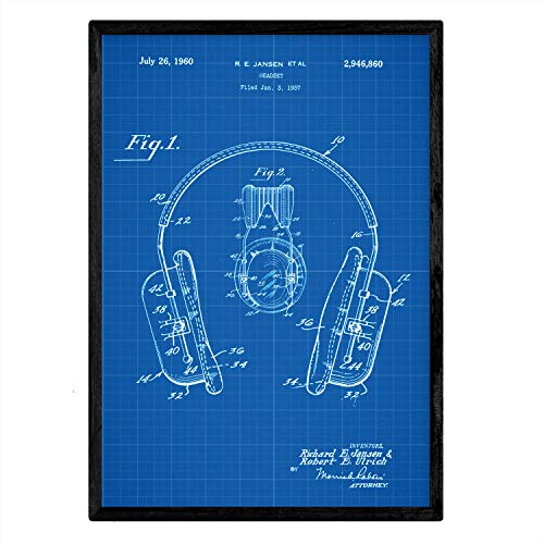 Poster con patente de Auriculares. Lámina con diseño de patente antigua-Artwork-Nacnic-Nacnic Estudio SL