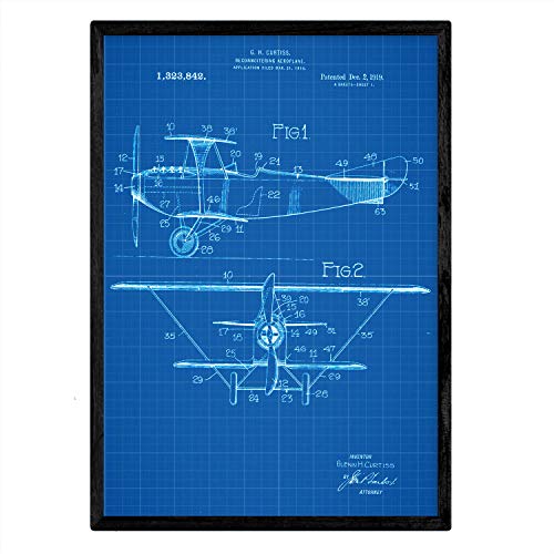 Poster con patente de Avion de reconocimiento. Lámina con diseño de patente antigua-Artwork-Nacnic-Nacnic Estudio SL