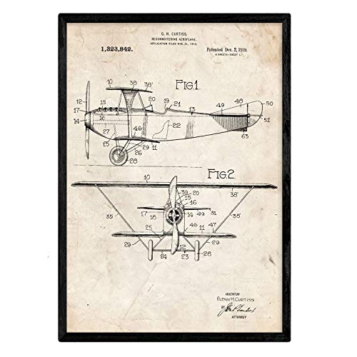 Poster con patente de Avion de reconocimiento. Lámina con diseño de patente antigua.-Artwork-Nacnic-Nacnic Estudio SL
