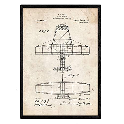 Poster con patente de Avion. Lámina con diseño de patente antigua.-Artwork-Nacnic-Nacnic Estudio SL