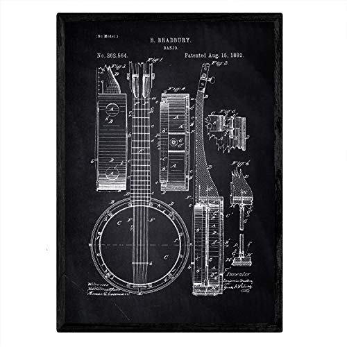 Poster con patente de Banjo. Lámina con diseño de patente antigua-Artwork-Nacnic-Nacnic Estudio SL