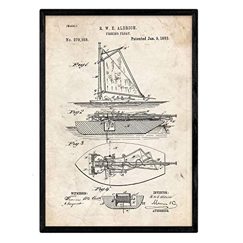 Poster con patente de Barco de pesca. Lámina con diseño de patente antigua.-Artwork-Nacnic-Nacnic Estudio SL