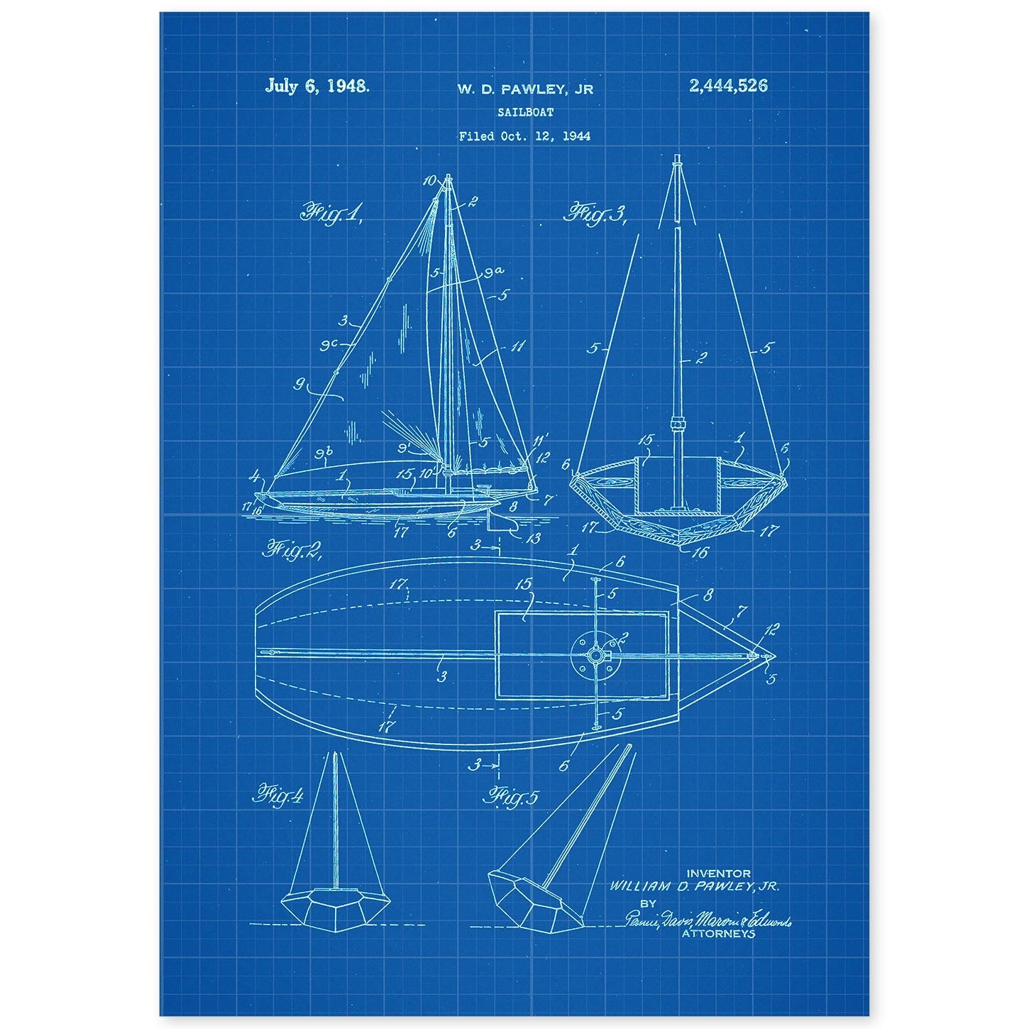 Poster con patente de Barco velero. Lámina con diseño de patente antigua-Artwork-Nacnic-A4-Sin marco-Nacnic Estudio SL