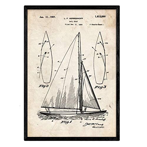 Poster con patente de Barco velero. Lámina con diseño de patente antigua.-Artwork-Nacnic-Nacnic Estudio SL