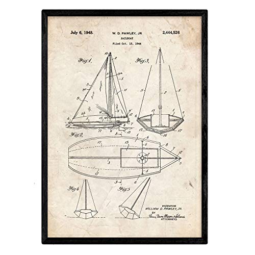 Poster con patente de Barco velero. Lámina con diseño de patente antigua.-Artwork-Nacnic-Nacnic Estudio SL
