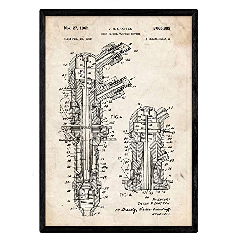 Poster con patente de Barril de cerveza 2. Lámina con diseño de patente antigua.-Artwork-Nacnic-Nacnic Estudio SL