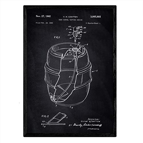 Poster con patente de Barril de cerveza. Lámina con diseño de patente antigua-Artwork-Nacnic-Nacnic Estudio SL